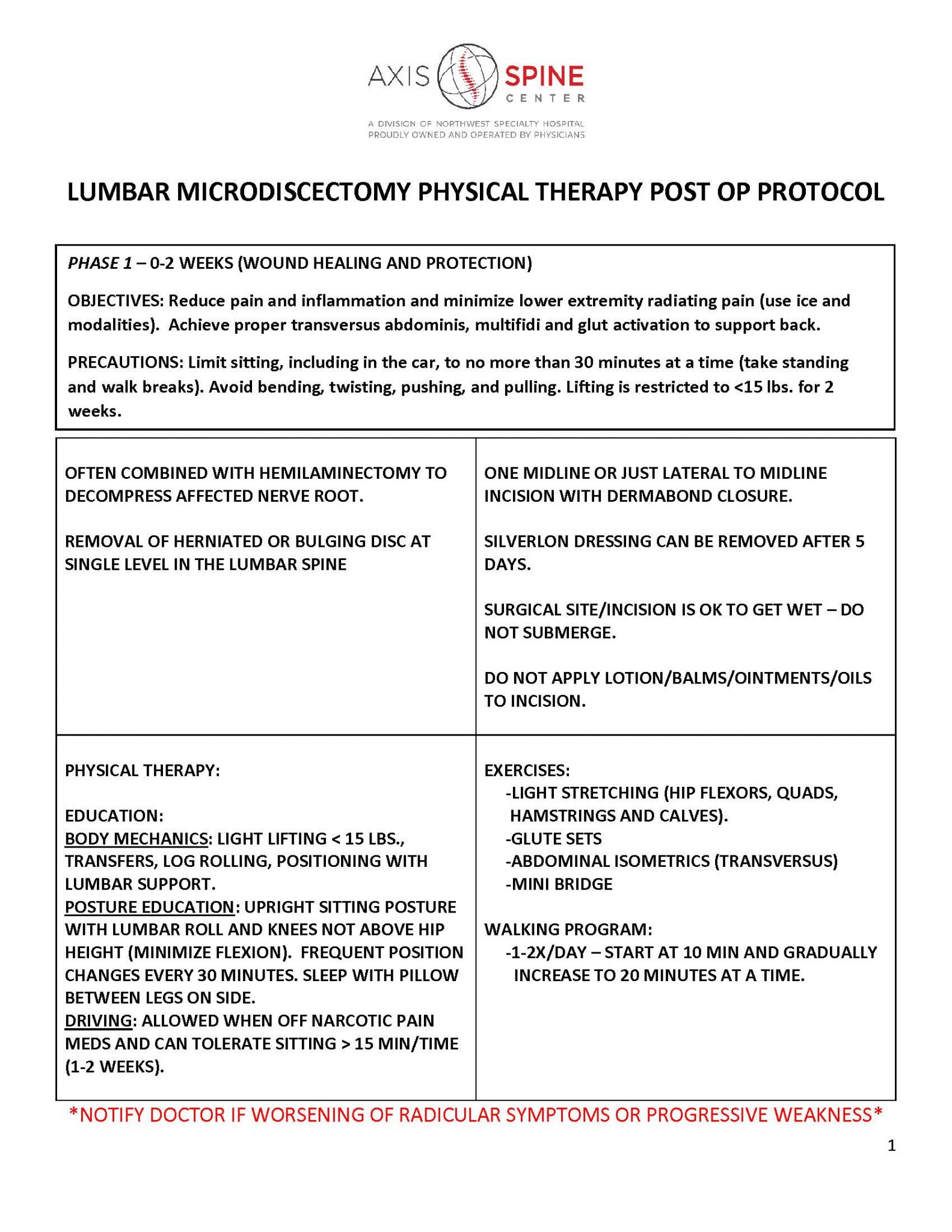 Physical therapy axis spine center