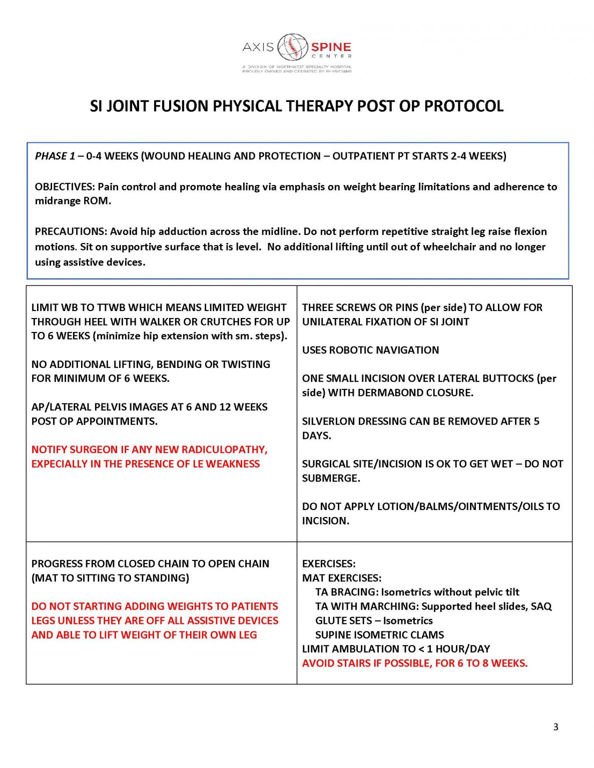 Physical therapy axis spine center